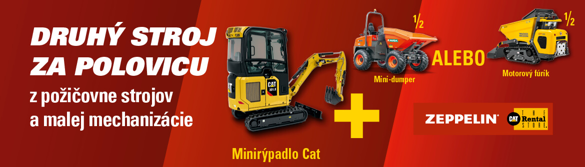 Požičajte si minibager a dostanete k nemu motorový fúrik alebo minidumper za polovičnú cenu.